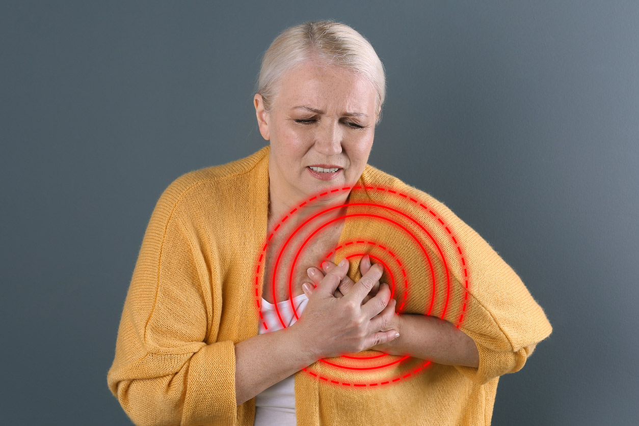 Woman with heart pain